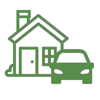 icon casa e carro verde